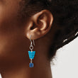 Sterling Silver Polished Lapis & Dyed Howlite Butterfly Dangle Earrings