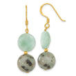 Sterling Silver Gold-plated Polished Amazonite/Kiwi Jasper Dangle Earrings