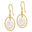 Sterling Silver Gold-plated Polished FWC Coin Pearl Circle Dangle Earrings
