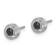 Sterling Silver RH-plated Polished/Beaded Black Spinel Circle Post Earrings - Birthstone Company