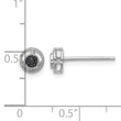 Sterling Silver RH-plated Polished/Beaded Black Spinel Circle Post Earrings - Birthstone Company