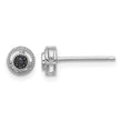 Sterling Silver RH-plated Polished/Beaded Black Spinel Circle Post Earrings - Birthstone Company