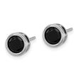 Sterling Silver Rhodium-plated Polished Black Spinel Bezel Stud Earrings - Birthstone Company
