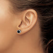 Sterling Silver Rhodium-plated Polished Black Spinel Bezel Stud Earrings - Birthstone Company