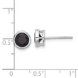 Sterling Silver Rhodium-plated Polished Black Spinel Bezel Stud Earrings