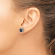 Sterling Silver RH-plated Polished/Twisted Black Spinel Circle Post Earring - Birthstone Company
