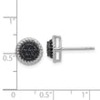 Sterling Silver RH-plated Polished/Twisted Black Spinel Circle Post Earring