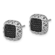 Sterling Silver Rhodium-plated Polished Black Spinel Square Post Earrings - Birthstone Company