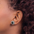 Sterling Silver Rhodium-plated Polished Black Spinel Square Post Earrings - Birthstone Company