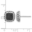 Sterling Silver Rhodium-plated Polished Black Spinel Square Post Earrings - Birthstone Company