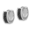 Sterling Silver RH-pltd Polished/Studded Black Spinel Hinged Hoop Earrings - Birthstone Company