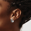 Sterling Silver RH-pltd Polished/Studded Black Spinel Hinged Hoop Earrings - Birthstone Company