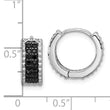 Sterling Silver RH-pltd Polished/Studded Black Spinel Hinged Hoop Earrings