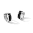 Sterling Silver RH-pltd Polished/Studded Black Spinel Hinged Hoop Earrings - Birthstone Company