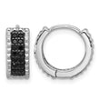 Sterling Silver RH-pltd Polished/Studded Black Spinel Hinged Hoop Earrings - Birthstone Company