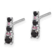 Sterling Silver RH-plated Black Spinel/Created White Sapphire Post Earrings - Birthstone Company
