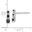 Sterling Silver RH-plated Black Spinel/Created White Sapphire Post Earrings