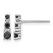 Sterling Silver RH-plated Black Spinel/Created White Sapphire Post Earrings - Birthstone Company