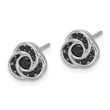 Sterling Silver Rhod-plated Polished Black Spinel Love Knot Post Earrings - Birthstone Company