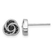 Sterling Silver Rhod-plated Polished Black Spinel Love Knot Post Earrings - Birthstone Company
