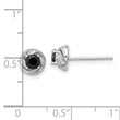 Sterling Silver Rhodium-plated Black Spinel & White Zircon Post Earrings