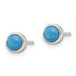Sterling Silver Polished Turquoise Bezel Stud Earrings - Birthstone Company