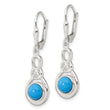 Sterling Silver Polished Turquoise Knot Leverback Dangle Earrings - Birthstone Company