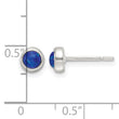 Sterling Silver Polished Blue Cabochon Opal Bezel Stud Earrings - Birthstone Company