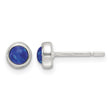 Sterling Silver Polished Blue Cabochon Opal Bezel Stud Earrings - Birthstone Company