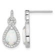 Sterling Silver RH-plated Cr. Opal & CZ Teardrop Post Dangle Earrings - Birthstone Company