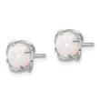 Sterling Silver Rhodium-plated Polished Round Created Opal Post Earrings - Birthstone Company
