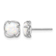 Sterling Silver Rhodium-plated Polished Round Created Opal Post Earrings - Birthstone Company