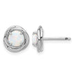 Sterling Silver Rhod-plated Polished Created Opal Swirl Circle Post Earring - Birthstone Company