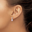 Sterling Silver Polished Pink Heart CZ Post Dangle Earrings - Birthstone Company