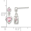 Sterling Silver Polished Pink Heart CZ Post Dangle Earrings - Birthstone Company