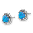 Sterling Silver RH-plated Polished Blue Cr. Opal Swirl Circle Post Earrings - Birthstone Company