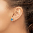 Sterling Silver RH-plated Polished Blue Cr. Opal Swirl Circle Post Earrings - Birthstone Company