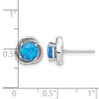 Sterling Silver RH-plated Polished Blue Cr. Opal Swirl Circle Post Earrings - Birthstone Company