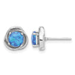 Sterling Silver RH-plated Polished Blue Cr. Opal Swirl Circle Post Earrings - Birthstone Company