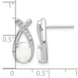 Sterling Silver Rhodium-plated Polished CZ & Created Opal 'X' Post Earrings - Birthstone Company