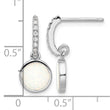 Sterling Silver RH-plated Polished CZ & Created Opal Post Dangle Earrings - Birthstone Company