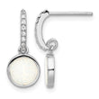 Sterling Silver RH-plated Polished CZ & Created Opal Post Dangle Earrings - Birthstone Company