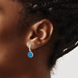 Sterling Silver RH-plated Polished CZ & Blue Cr. Opal Post Dangle Earrings - Birthstone Company