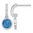 Sterling Silver RH-plated Polished CZ & Blue Cr. Opal Post Dangle Earrings - Birthstone Company