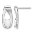 Sterling Silver Rhodium-plated Polished Created Opal Oval Post Earrings - Birthstone Company