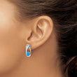 Sterling Silver Rhod-plated Polished Blue Created Opal Oval Post Earrings