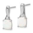 Sterling Silver Rhodium-plated Polished CZ & Created Opal Post Earrings - Birthstone Company