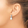 Sterling Silver Rhodium-plated Polished CZ & Created Opal Post Earrings - Birthstone Company