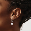 Sterling Silver RH-plated CZ & Cr. Opal Halo Dangle Leverback Earrings - Birthstone Company