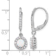 Sterling Silver RH-plated CZ & Cr. Opal Halo Dangle Leverback Earrings - Birthstone Company